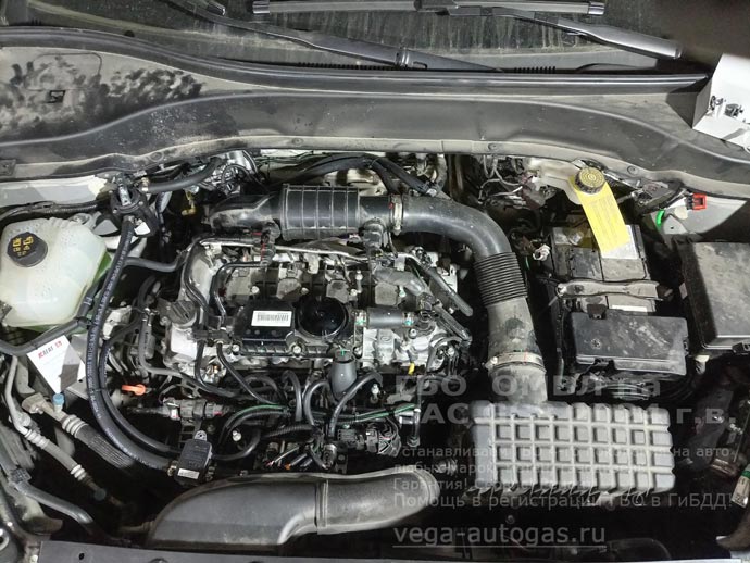 ГБО FSI ОМВЛ пол капотом<, установка на GAC GS8 2024 г.в., 2.0 л., 230 л.с., с пробегом; 78 725 км., тороидальный баллон 74 литра сзади, под кузовом, заправочное устройство под задним бампером, Нижний Новгород, Дзержинск