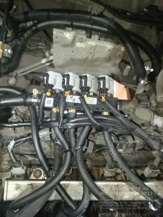 газовая рампа Альфа М/S, установка на Мицубиси АСХ 2012 г.в., 1.6 л, 117 л.с., с пробегом 194 042 км., ВЗУ в лючке бензобака, тороидальный баллон 54 литра в багажнике, Нижний Новгород, Дзержинск